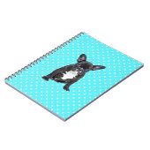 Schattigee Franse Bulldog Puppy Blauwe Polka Dots Notitieboek (Linkerzijde)