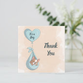 Schattigee Franse Bulldog Puppy Blue Heart Baby sh Bedankkaart (Staand voorkant)