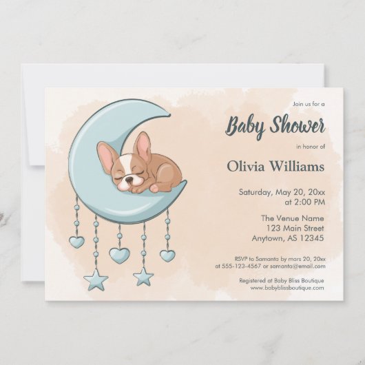 Schattigee Franse Bulldog Puppy Blue Moon Baby sho Kaart (Voorkant)