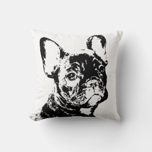 Schattigee Franse Bulldog Puppy Dog Pen en Ink Art Kussen