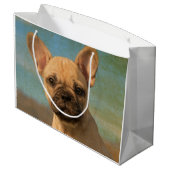 Schattigee Franse Bulldog Puppy - Funny Dog Head F Large Cadeautasje (Achterkant Gekanteld)