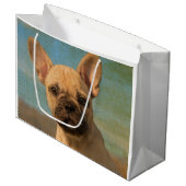 Schattigee Franse Bulldog Puppy - Funny Dog Head F Large Cadeautasje (Voorkant Gekanteld)