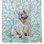 Schattigee Franse Bulldog Puppy - pastelmozaïek Douchegordijn (Voorkant)