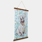 Schattigee Franse Bulldog Puppy - pastelmozaïek Hangend Wandkleed (Gebogen)