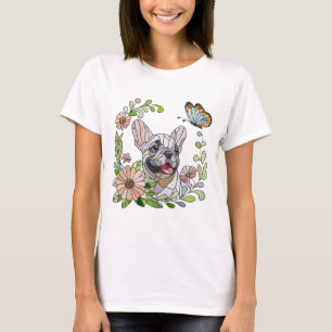 Schattigee Franse Bulldog Puppy - pastelmozaïek T-shirt