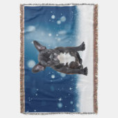 Schattigee Franse Bulldog Puppy Sneeuwsterren Blau Deken (Voorkant Verticaal)