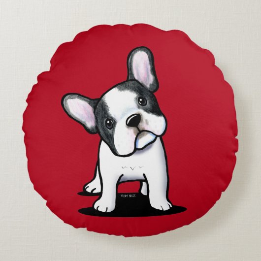Schattigee Franse Bulldog ronde kussen (Voorkant)