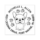 Schattigee Franse Bulldog Round Retour Adres Stamp Zelfinktende Stempel (Design)