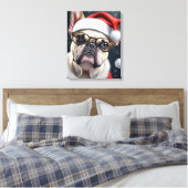 Schattigee Franse Bulldog Santa Christmas Holiday  Canvas Afdruk (Insitu (Slaapkamer))
