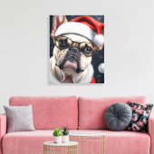 Schattigee Franse Bulldog Santa Christmas Holiday  Canvas Afdruk (Insitu (Woonkamer))