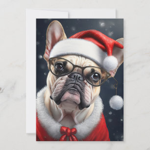 Schattigee Franse Bulldog Santa Christmas Holiday  Kaart