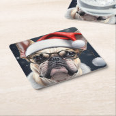 Schattigee Franse Bulldog Santa Christmas Holiday  Kartonnen Onderzetters (Schuin)