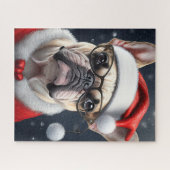 Schattigee Franse Bulldog Santa Christmas Holiday Legpuzzel (Horizontaal)