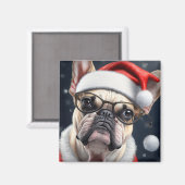 Schattigee Franse Bulldog Santa Christmas Holiday  Magneet (Voorkant / Achterkant)
