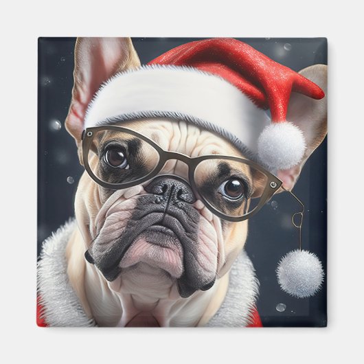 Schattigee Franse Bulldog Santa Christmas Holiday  Magneet (Voorkant)