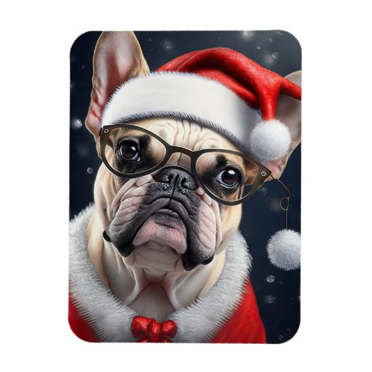 Schattigee Franse Bulldog Santa Christmas Holiday  Magneet (Verticaal)