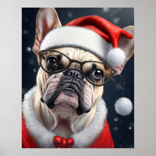 Schattigee Franse Bulldog Santa Christmas Holiday  Poster
