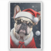Schattigee Franse Bulldog Santa Christmas Holiday  Sticker (Voorkant)