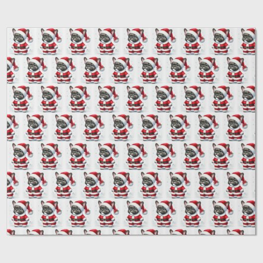 Schattigee Franse Bulldog Santa Claus Christmas Cadeaupapier (Vlak)