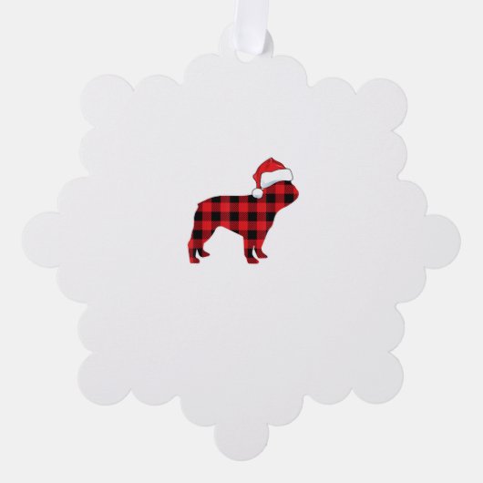 Schattigee Franse Bulldog Santa Hat Christmas Red  Ornament Kaart (Voorkant)