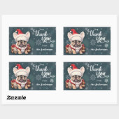 Schattigee Franse Bulldog Santa Hat Dank u Kerstmi Rechthoekige Sticker (Vel)