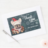 Schattigee Franse Bulldog Santa Hat Dank u Kerstmi Rechthoekige Sticker (Envelop)