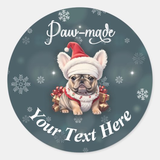Schattigee Franse Bulldog Santa Hat Handmake Chris Ronde Sticker (Voorkant)