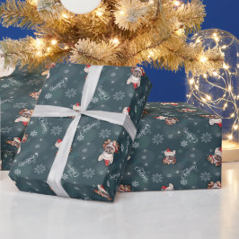 Schattigee Franse Bulldog Santa Hat Vrolijk Kerstf Cadeaupapier
