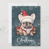Schattigee Franse Bulldog Santa Hat Vrolijk Kerstf Feestdagenkaart (Voorkant)