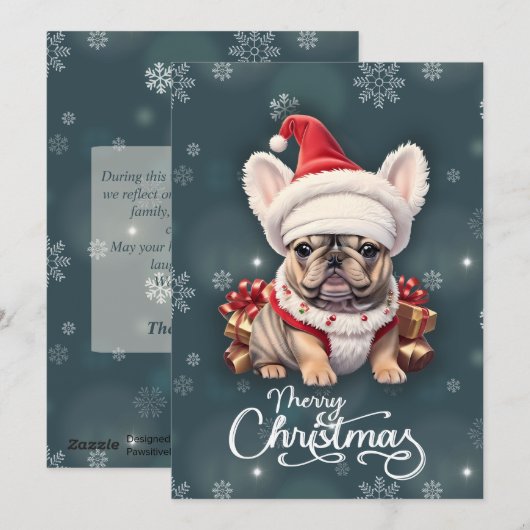 Schattigee Franse Bulldog Santa Hat Vrolijk Kerstf Feestdagenkaart (Voorkant / Achterkant)