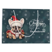 Schattigee Franse Bulldog Santa Hat Vrolijk Kerstf Groot Cadeauzakje (Achterkant)