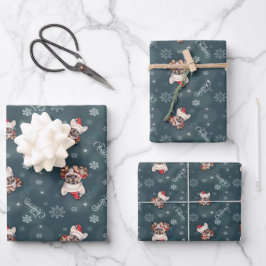 Schattigee Franse Bulldog Santa Hat Vrolijk Kerstf Inpakpapier Vel