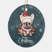 Schattigee Franse Bulldog Santa Hat Vrolijk Kerstf Keramisch Ornament (Links)