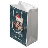 Schattigee Franse Bulldog Santa Hat Vrolijk Kerstf Medium Cadeauzakje (Voorkant Gekanteld)