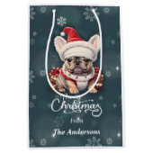 Schattigee Franse Bulldog Santa Hat Vrolijk Kerstf Medium Cadeauzakje (Voorkant)