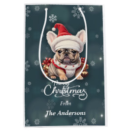 Schattigee Franse Bulldog Santa Hat Vrolijk Kerstf Medium Cadeauzakje