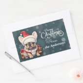 Schattigee Franse Bulldog Santa Hat Vrolijk Kerstf Rechthoekige Sticker (Envelop)