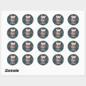 Schattigee Franse Bulldog Santa Hat Vrolijk Kerstf Ronde Sticker (Vel)