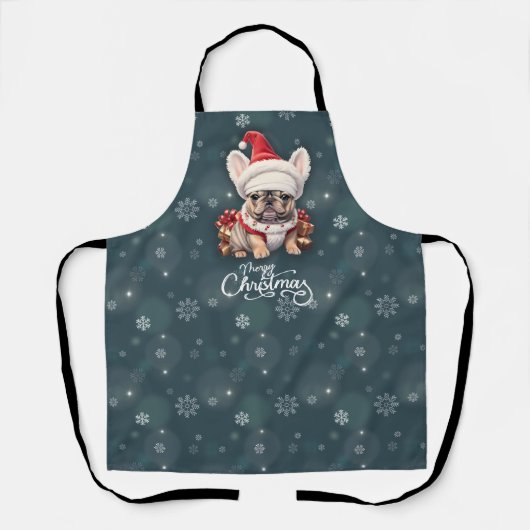 Schattigee Franse Bulldog Santa Hat Vrolijk Kerstf Schort (Voorkant)