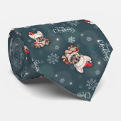 Schattigee Franse Bulldog Santa Hat Vrolijk Kerstf Stropdas (Opgerold)