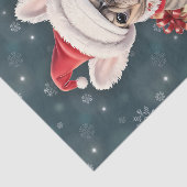 Schattigee Franse Bulldog Santa Hat Vrolijk Kerstf Tissuepapier (Detail)