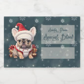 Schattigee Franse Bulldog Santa Hat Vrolijk Kerstf Voedselcontainer Etiket (Enkel label)