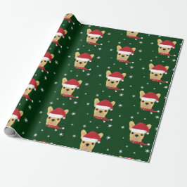Schattigee Franse Bulldog Santa Hat Wrapping Paper Cadeaupapier