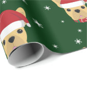 Schattigee Franse Bulldog Santa Hat Wrapping Paper Cadeaupapier (Rol Hoek)
