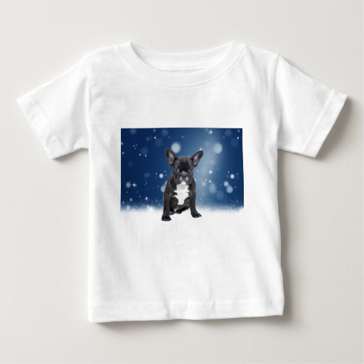 Schattigee Franse Bulldog Snow Stars Blue Christma (Voorkant)