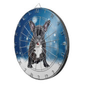 Schattigee Franse Bulldog Snow Stars Blue Christma Dartbord (Voorkant Rechts)
