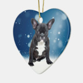 Schattigee Franse Bulldog Snow Stars Blue Christma Keramisch Ornament (Links)