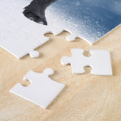 Schattigee Franse Bulldog Snow Stars Blue Christma Legpuzzel (Zijkant)