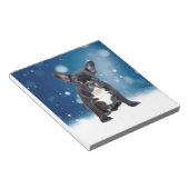 Schattigee Franse Bulldog Snow Stars Blue Christma Notitieblok (Schuin)
