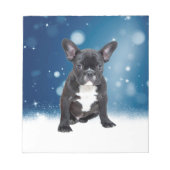 Schattigee Franse Bulldog Snow Stars Blue Christma Notitieblok (Voorkant)